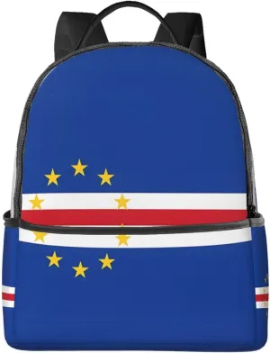 Cape Verde Cabo Verdean Flag Casual Backpacks Laptop Backpack Carry-on Daypack Sports Travel Rucksack Lightweight Working Bag for Outdoor Hiking Cycling Walking