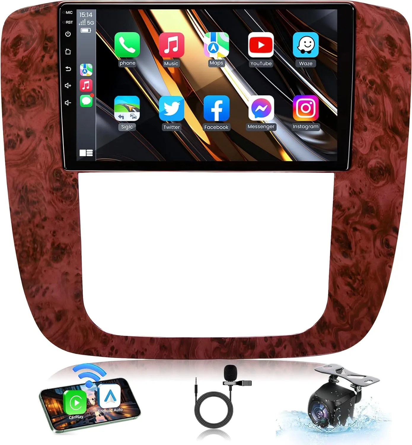 Car Radio Stereo for Chevy Silverado Tahoe Suburban GMC Yukon Sierra 2007-2013: 9" IPS Touch Screen Car Radio Build-in GPS Wireless CarPlay/Wired Android Auto Backup Camera/DSP/SWC 5G WiFi FM 2G 32G