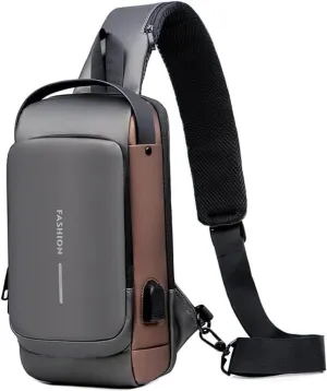 Carbon Fiber Streamline Anti-theft Sling Bag, USB Charging Sport Sling, Sports Crossbody Bag, Waterproof Shoulder Backpack