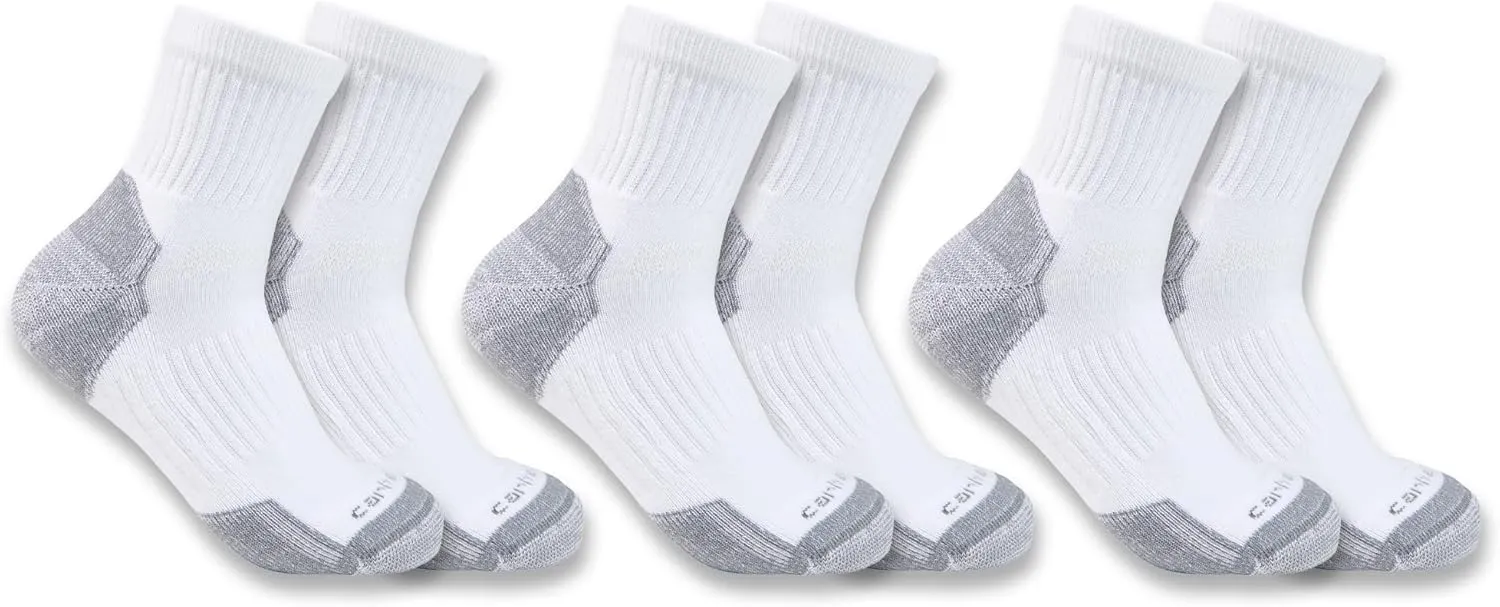 Carhartt Men's Midweight Cotton Blend Quarter Sock 3 Pack