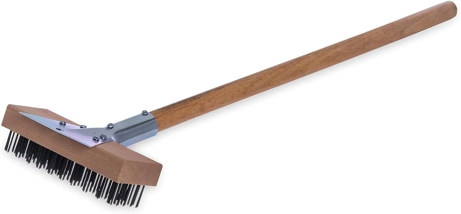 Carlisle FoodService Products Wood Oven Grill Brush & Scraper with Handle, 30 Inches, Natural