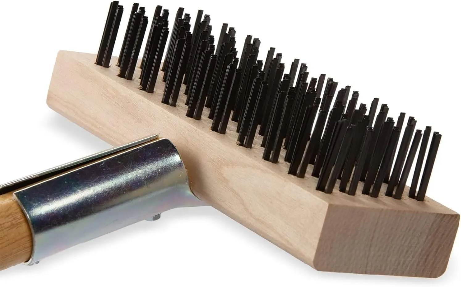 Carlisle FoodService Products Wood Oven Grill Brush & Scraper with Handle, 30 Inches, Natural