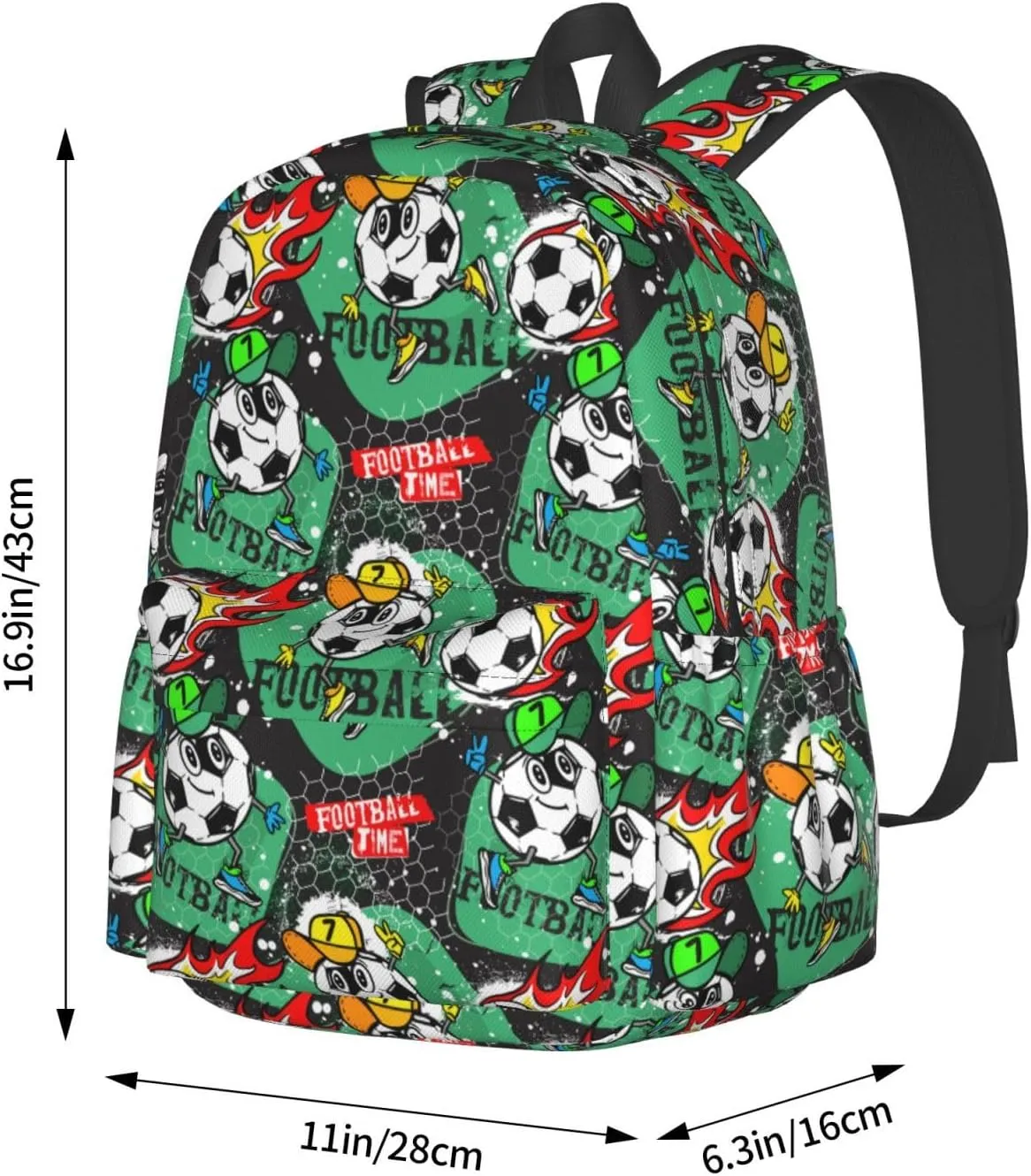 Cartoon Character Football Sport Time Laptop Backpack Shoulder Bag Laptop Pack Travel Backpacks Commuter Back Pack Casual Daypack Bags With Side Pockets