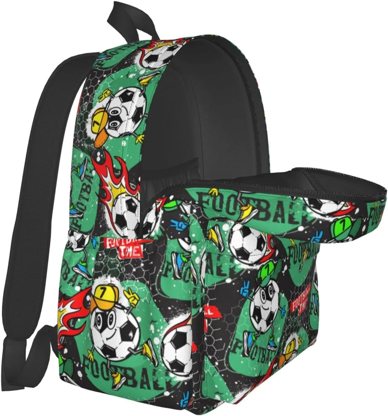 Cartoon Character Football Sport Time Laptop Backpack Shoulder Bag Laptop Pack Travel Backpacks Commuter Back Pack Casual Daypack Bags With Side Pockets