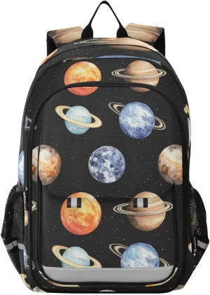 Cartoon Comets Planets Meteors Backpack for Boys Girls Elementary School Bag Kids Bookbag Travel Rucksack With Reflective Stripes