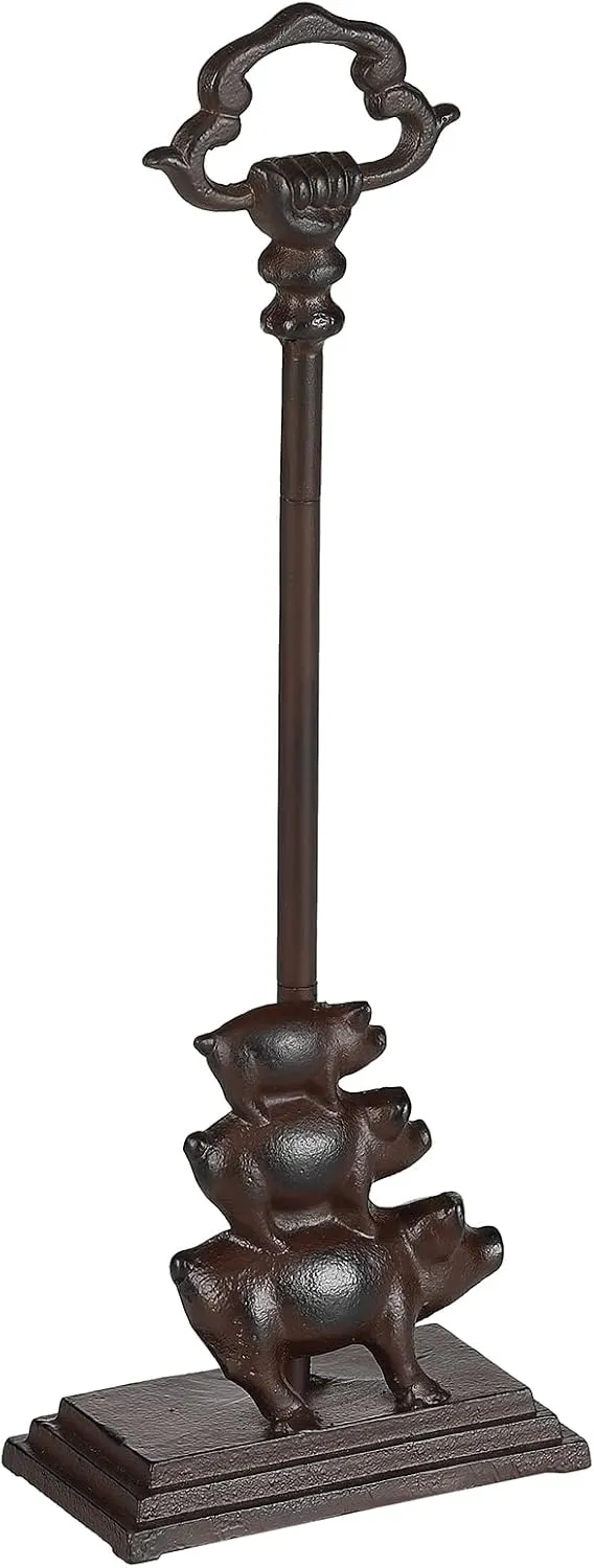 Cast Iron Stack On 3 Pigs Door Stop with Handle, Brown…