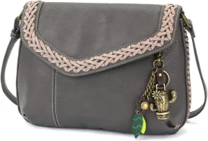 CHALA Braided Boho Crossbody Bag with Metal Keychain -Ink