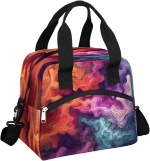 Chaotic Waves Insulated Lunch Bag for Women, Reusable Lunch Box with Adjustable Shoulder Strap Leakproof Adults Lunch Tote Bags for Work Travel Picnic Camping
