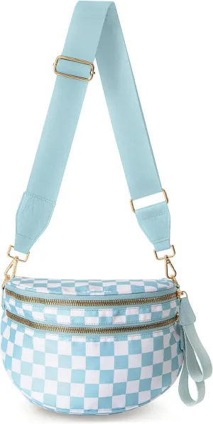Checkered Crossbody Bag Bum Bags For Women Checkerboard Purse Plaid Pattern Colorblock Fanny Pack