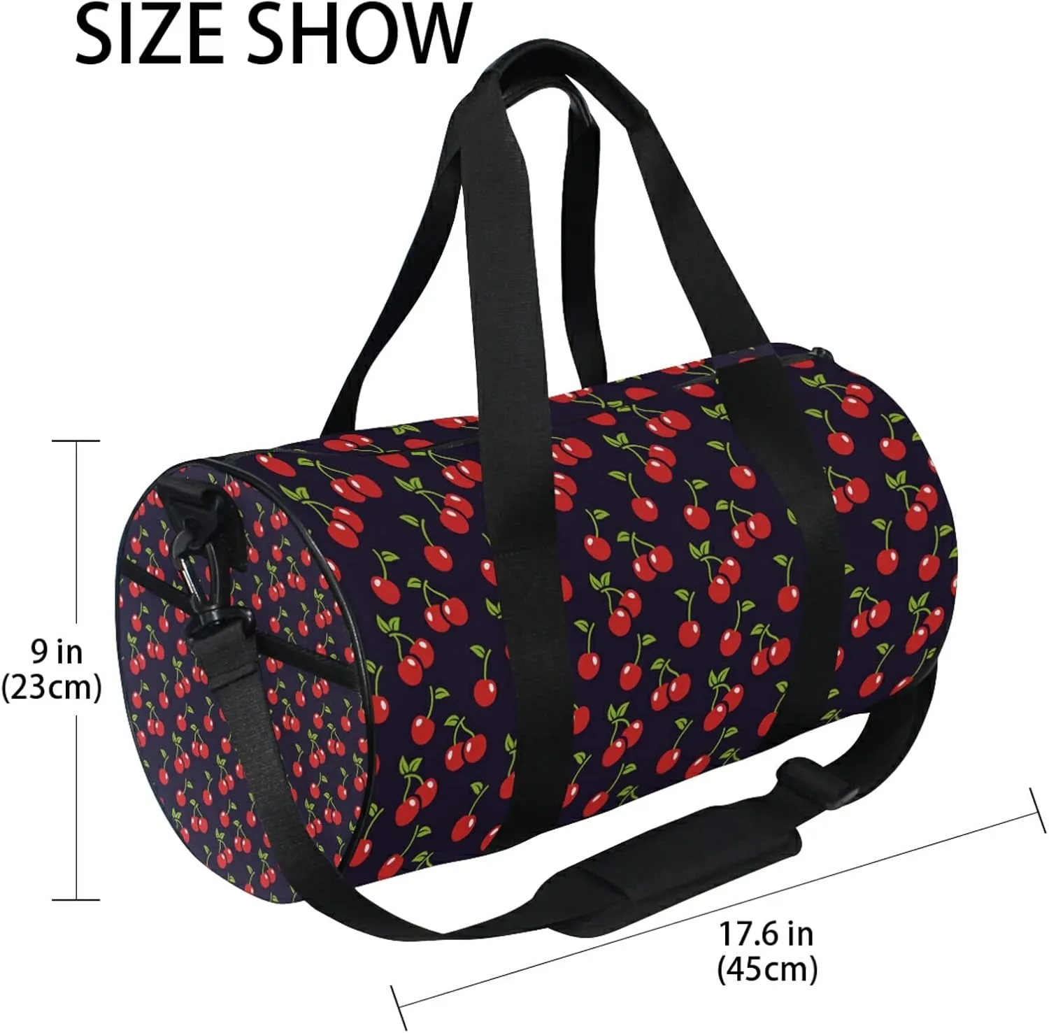 Cherry Duffel Bag,Canvas Travel Bag for Gym Sports and Overnight