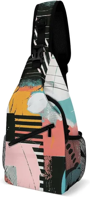 Chest Bag Abstract Collage Style Sling Bag for Men Crossbody Bag Fanny Packs for Women Sling Backpack for Travel