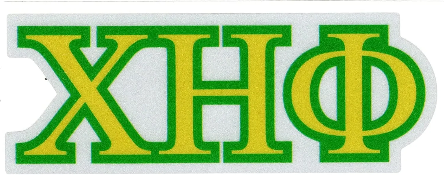 Chi ETA Phi Reflective Decal Letters Sticker [Pack of 4 - Yellow - 4.5"] - ID#20783