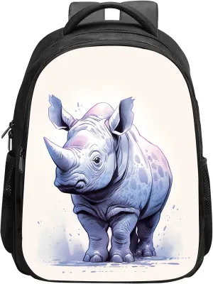 Children Cute Rhino School Backpack for Preschool, Kindergarten, Elementary School Boys and Girls, Kids Rhinoceros Animal Backpack Bookbag Waterproof Lightweight, 16 Inches