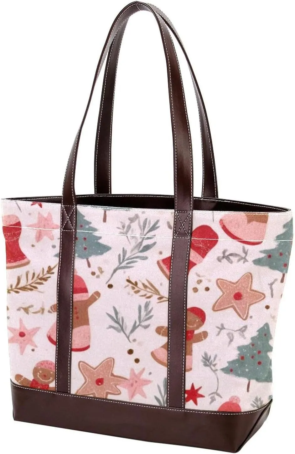 Christmas Stocking Fashion Washed Durable Leather Purse Bag for Women Top Handle Ladies Shoulder Bags with Pockets Zipper