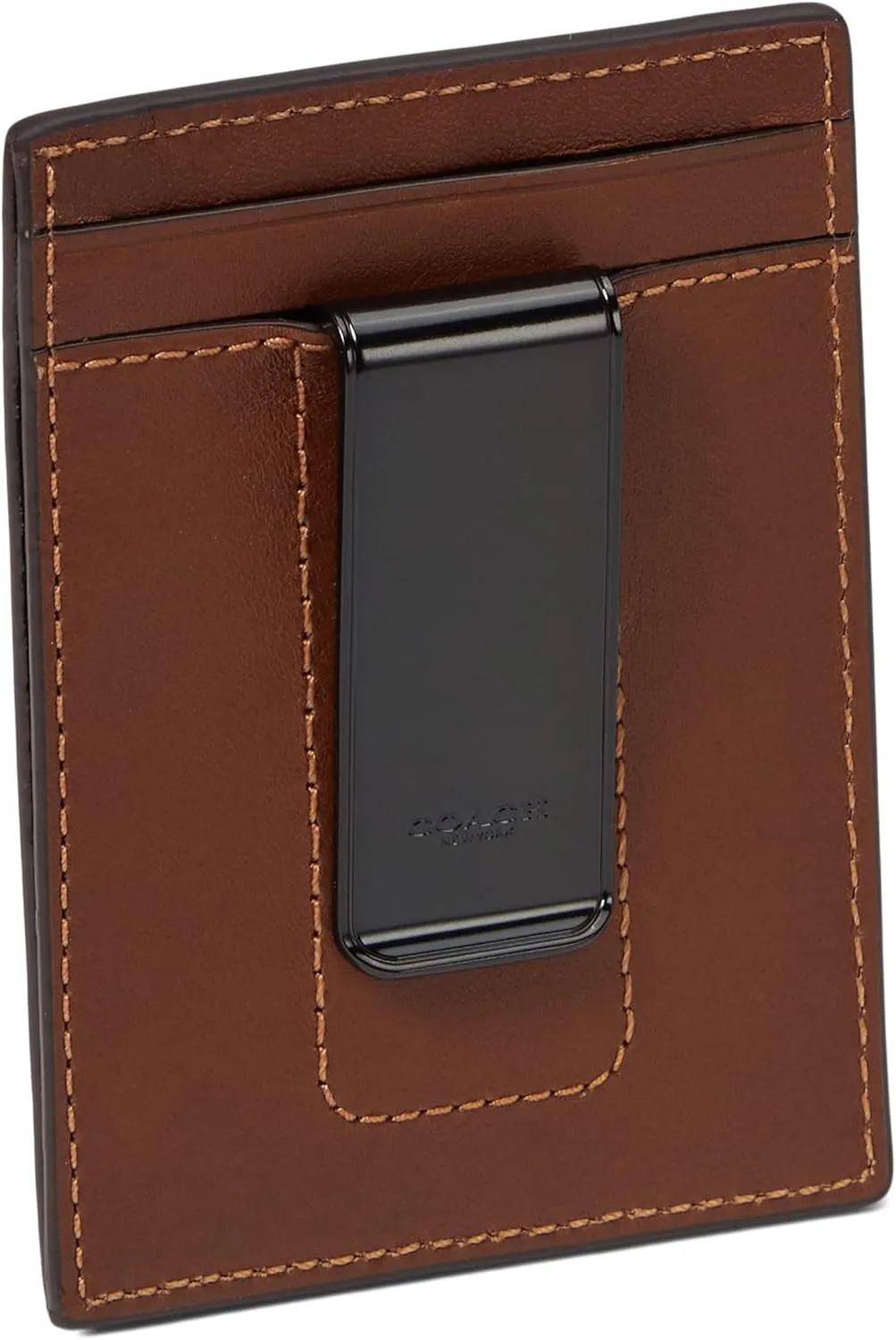 Coach Mens Money Clip Card Case in Sport Calf, Dark Saddle
