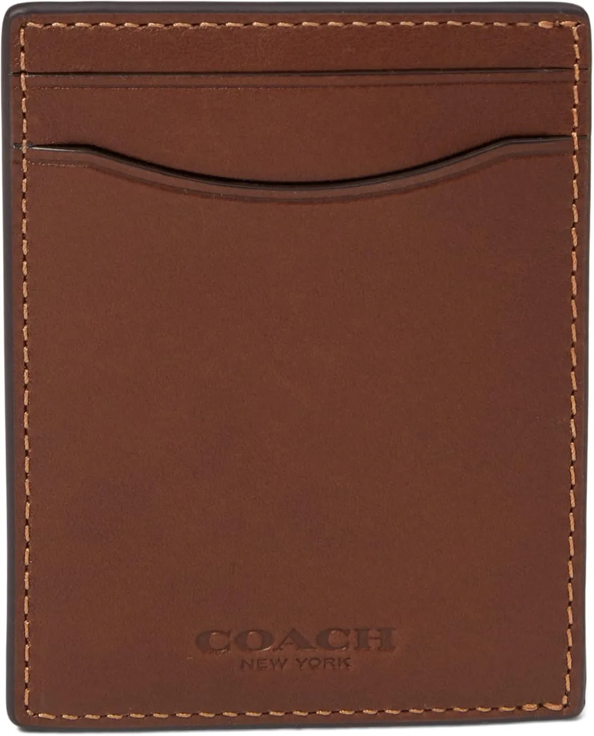 Coach Mens Money Clip Card Case in Sport Calf, Dark Saddle