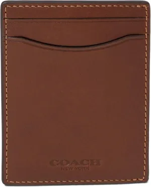 Coach Mens Money Clip Card Case in Sport Calf, Dark Saddle