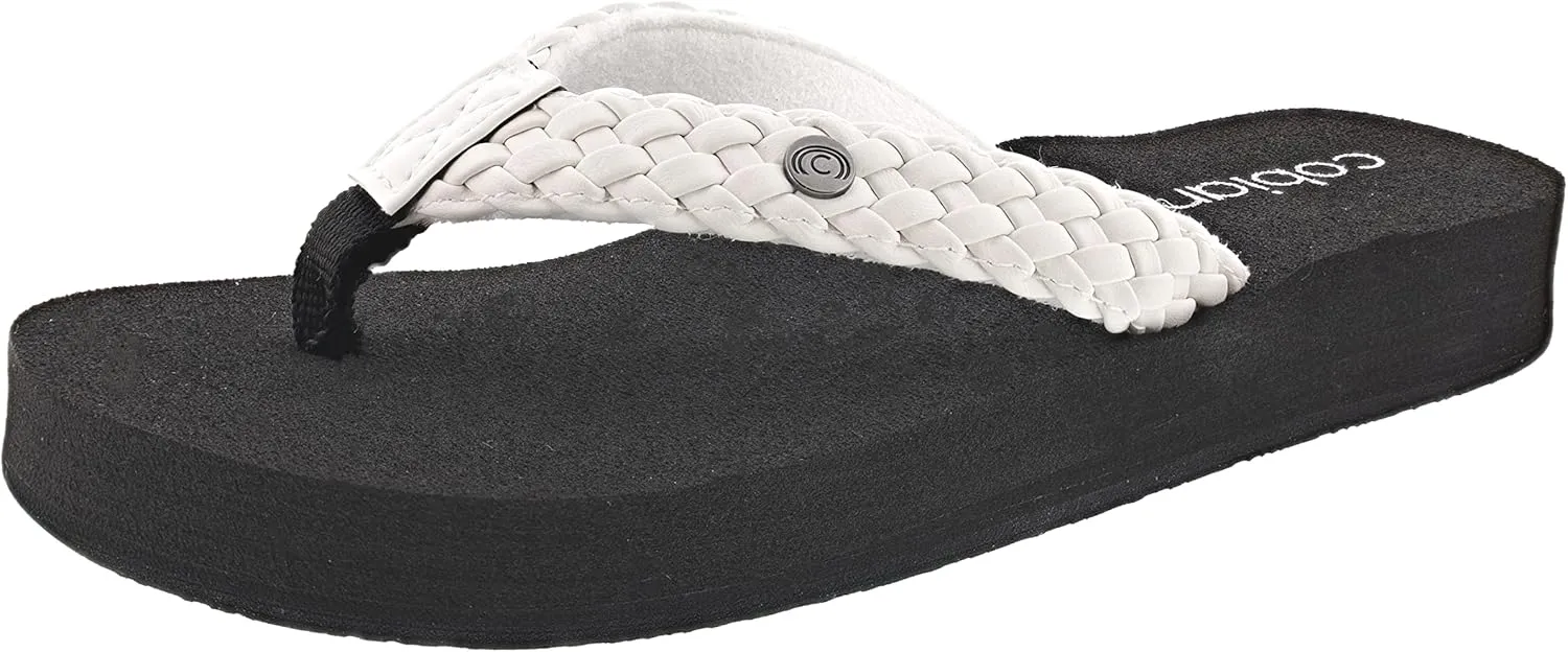 Cobian Women’s Summer Active Comfort Thick Top Sole Thong Braided Bounce Flip-Flops