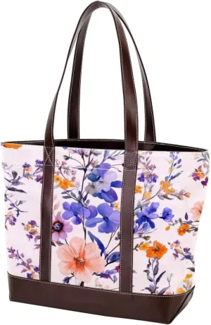 Colorful Art Flowers-81 Shoulder Purses for Women Large Soft Washed Leather Purses and Durable Handbags