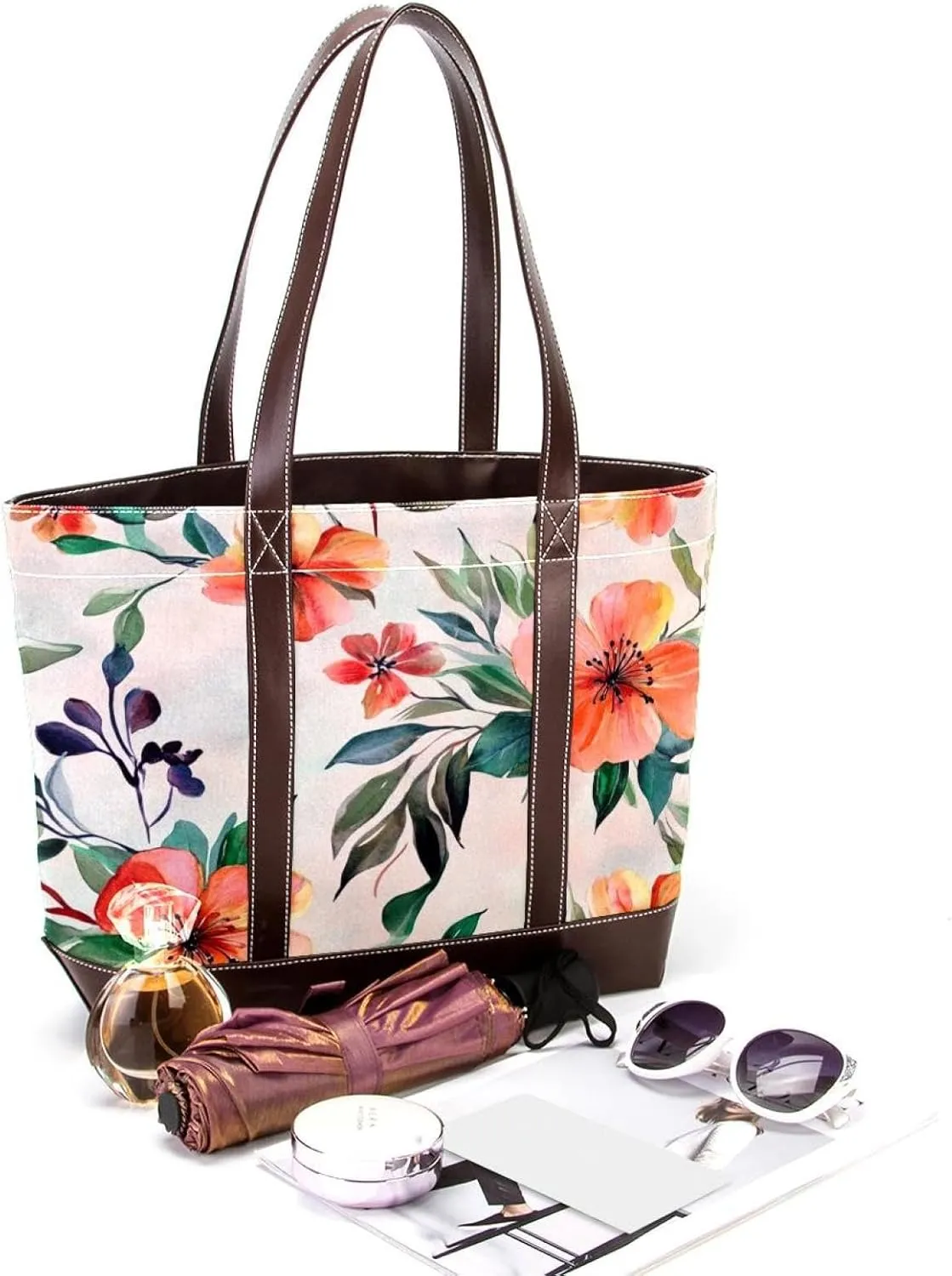 Colorful Art Flowers-81 Shoulder Purses for Women Large Soft Washed Leather Purses and Durable Handbags