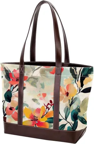 Colorful Art Flowers-81 Shoulder Purses for Women Large Soft Washed Leather Purses and Durable Handbags