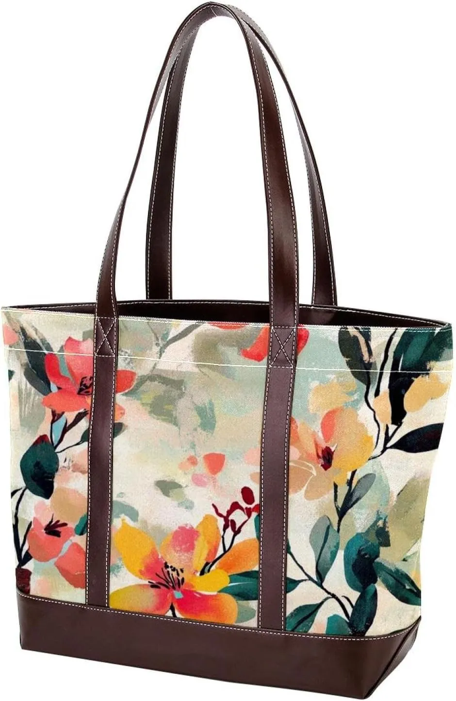 Colorful Art Flowers-81 Shoulder Purses for Women Large Soft Washed Leather Purses and Durable Handbags
