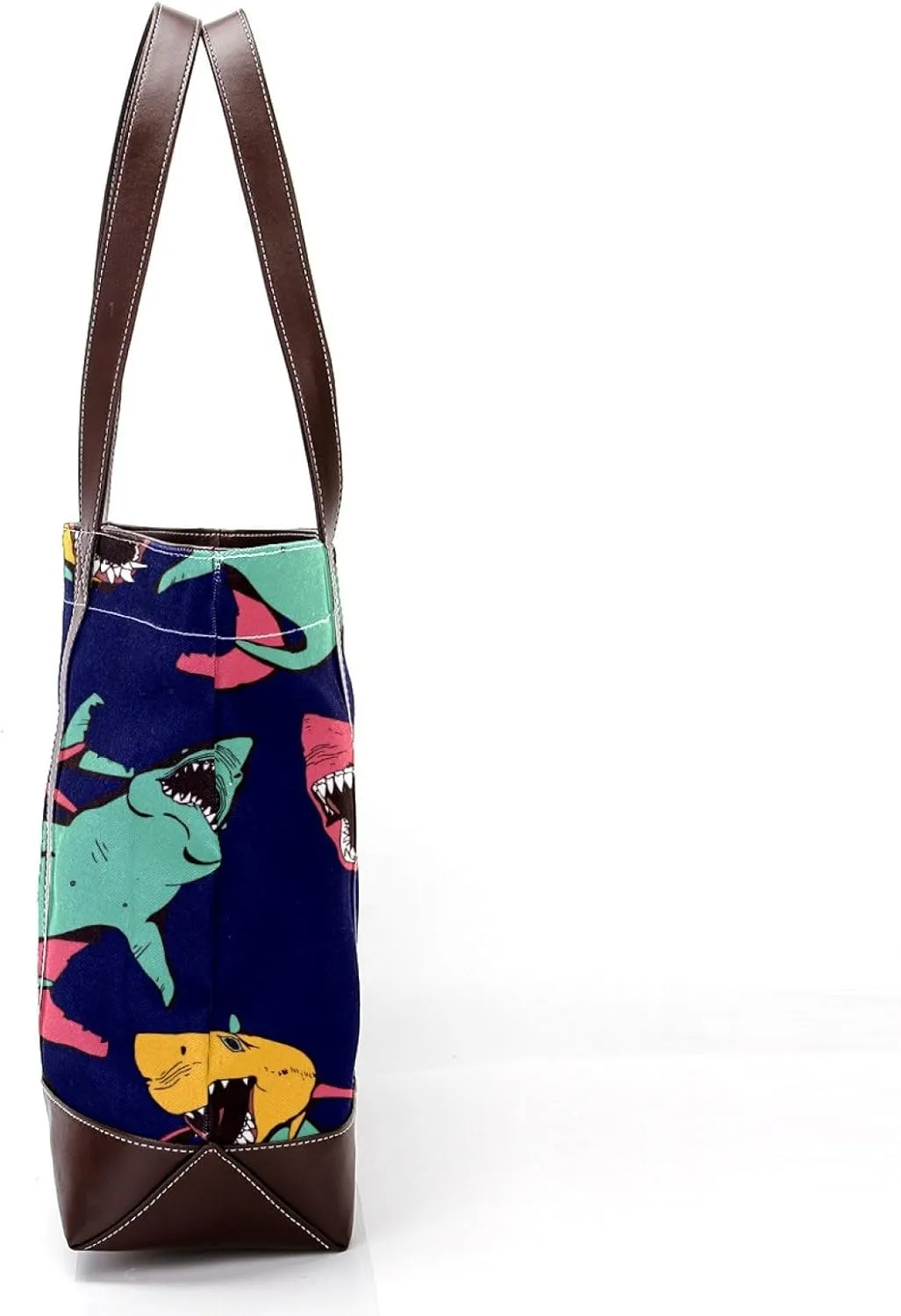 Colorful Ocean Shark Shoulder Purses for Women Large Soft Washed Leather Purses and Durable Handbags