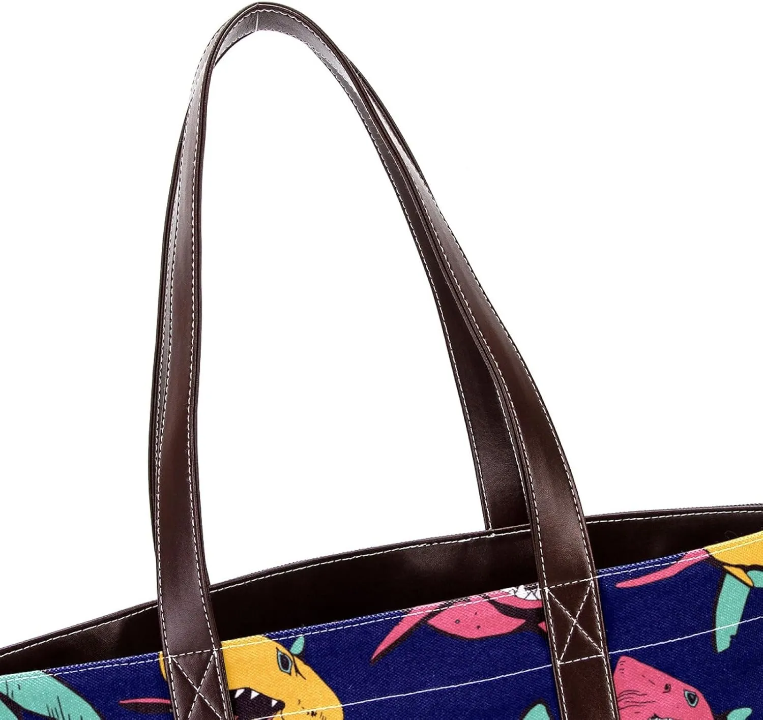 Colorful Ocean Shark Shoulder Purses for Women Large Soft Washed Leather Purses and Durable Handbags