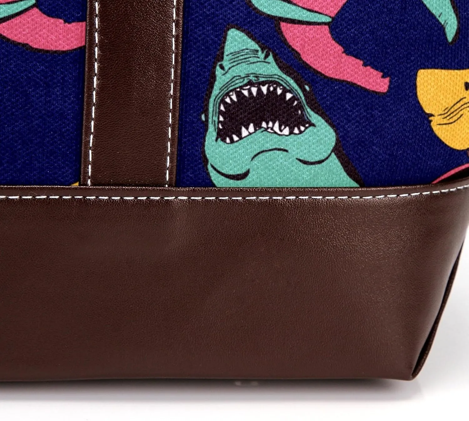 Colorful Ocean Shark Shoulder Purses for Women Large Soft Washed Leather Purses and Durable Handbags