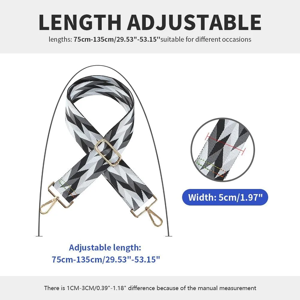 Colorful Plaid Pattern Adjustable Strap for Sling Shoulder Bag Ethic Purse Straps Replacement Crossbody Silver Clasp Style 05