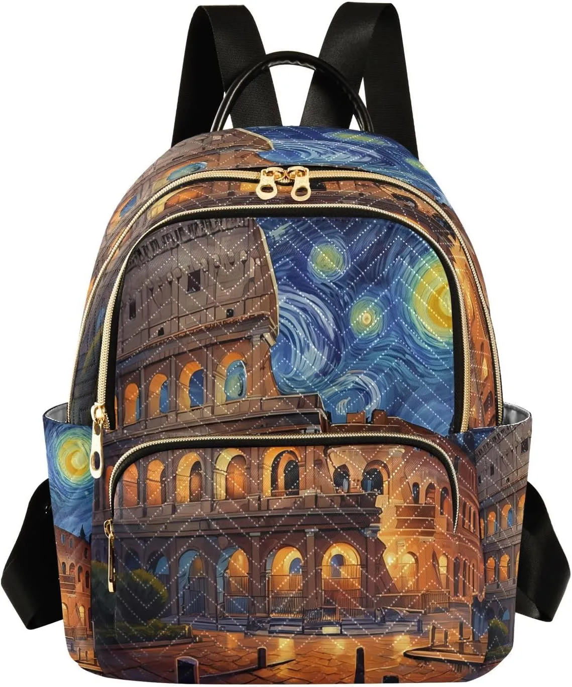 Colosseum Starry Night Blue Backpack Purse for Women Cute Bookbag with Anti-theft Back for Women Travel M