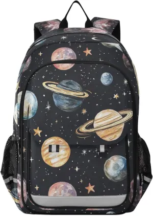 Comets Planets Meteors Backpack for Boys Girls Elementary School Bag Kids Bookbag Travel Rucksack With Reflective Stripes