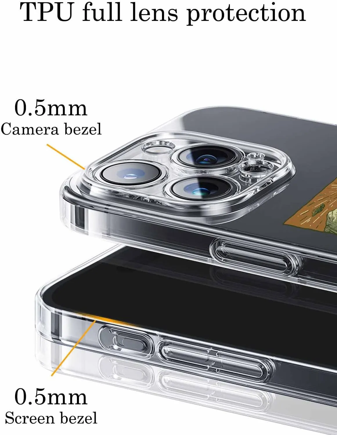 Compatible with iPhone 14 Case 6.1 inch, Off-road Vehicle Brown Outdoor Mountain Forest Scenery Cartoon Clear Phone Case Ultra Thin Anti-Scratch Transparent Phone Cover Shockproof Protective TPU Cover