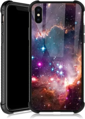 Compatible with iPhone Xs Max Case,Non-Slip Soft TPU Bumper Four Corner Reinforced Shockproof Protective Case Compatible with iPhone Xs Max 6.5 inch for Women-Colorful Galaxy Nebula