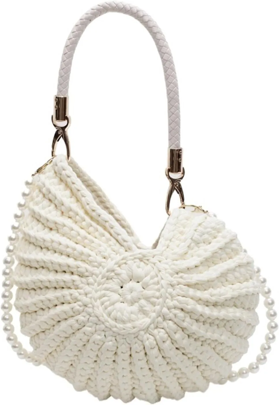 Conch Woven Bag Fashion Creative Design Pearl Chain Versatile Leisure Seaside Holiday Commuting Shoulder Messenger Bag