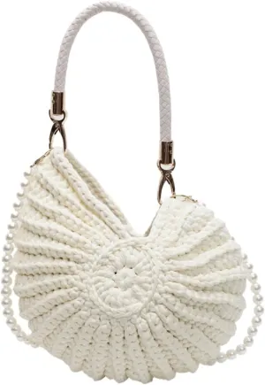 Conch Woven Bag Fashion Creative Design Pearl Chain Versatile Leisure Seaside Holiday Commuting Shoulder Messenger Bag