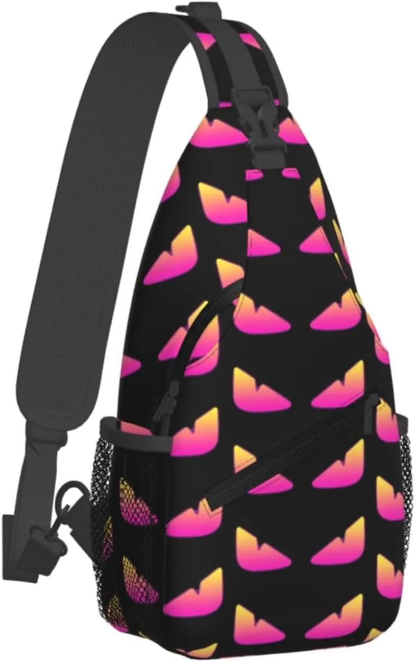 Cool Monsters Eyes Crossbody Bag Cross Chest Bag Adjustable Sling Backpack Sports Gym Shoulder Bags Travel Cycling Daypack Diagonally Casual Rucksack