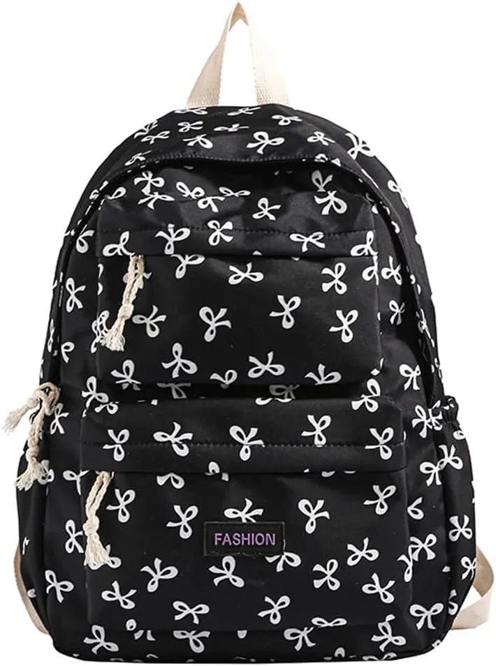 Coquette Bow Backpack Cute Kawaii Laptop Backpack Aesthetic Travel Daypack for Women Bow Rucksack