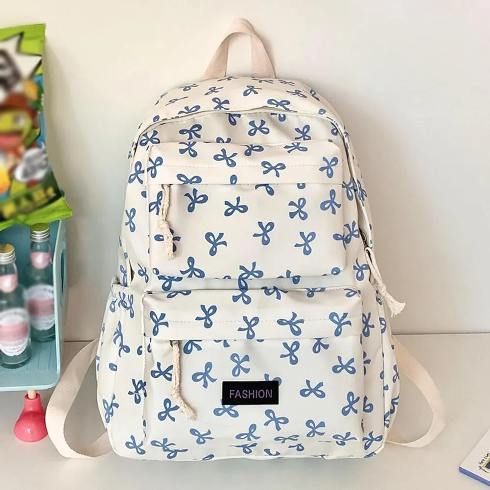 Coquette Bow Backpack Cute Kawaii Laptop Backpack Aesthetic Travel Daypack for Women Bow Rucksack
