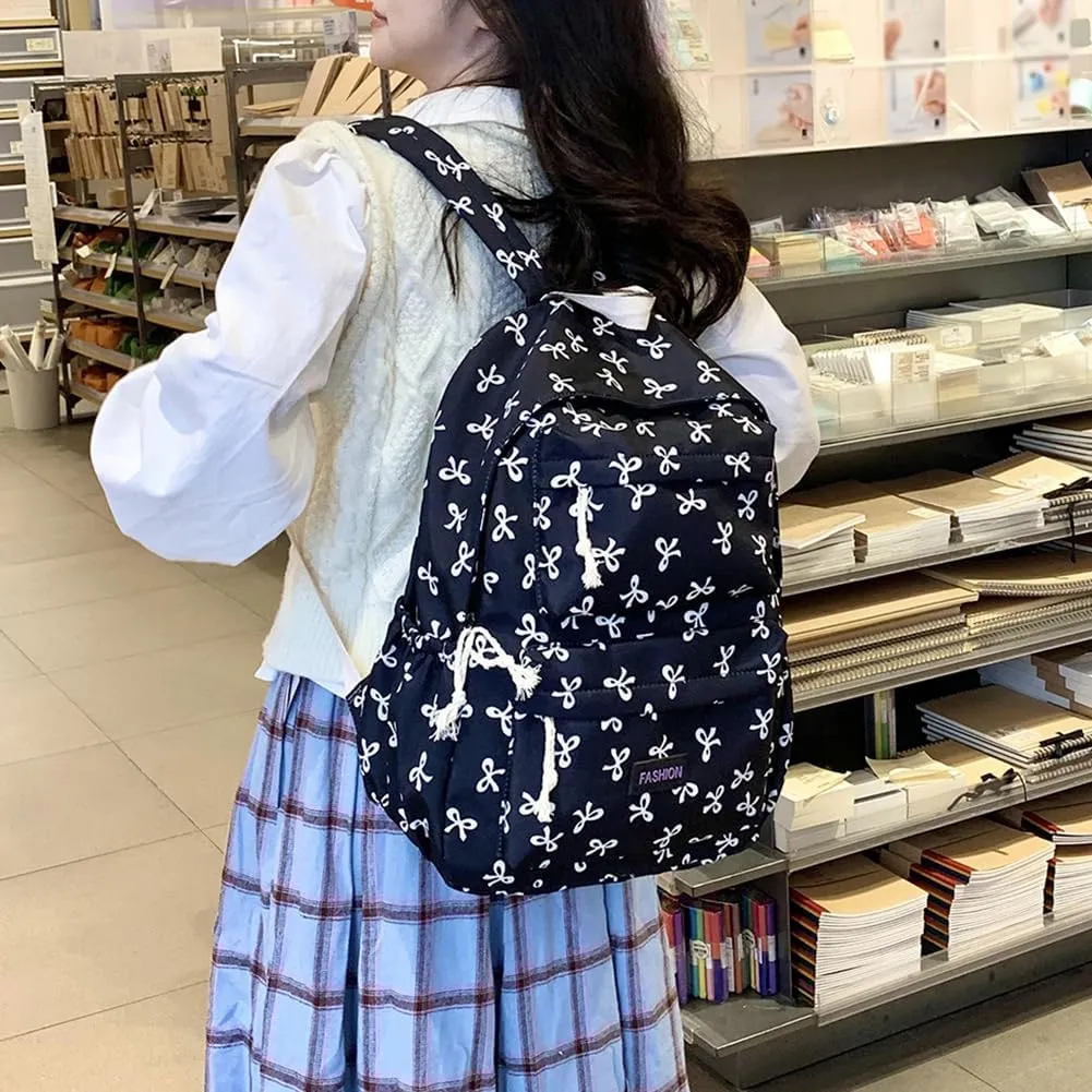 Coquette Bow Backpack Cute Kawaii Laptop Backpack Aesthetic Travel Daypack for Women Bow Rucksack