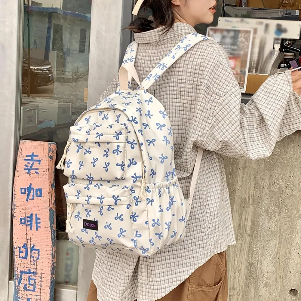 Coquette Bow Backpack Cute Kawaii Laptop Backpack Aesthetic Travel Daypack for Women Bow Rucksack