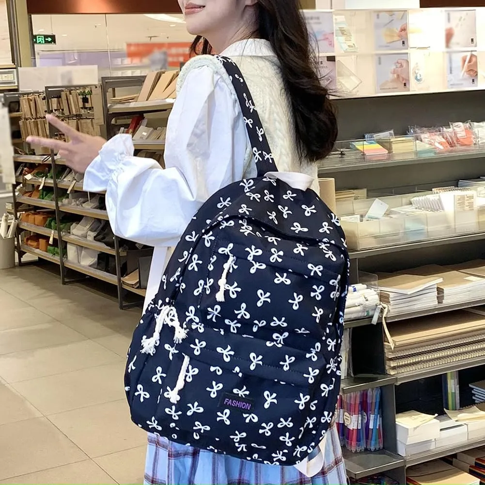 Coquette Bow Backpack Cute Kawaii Laptop Backpack Aesthetic Travel Daypack for Women Bow Rucksack
