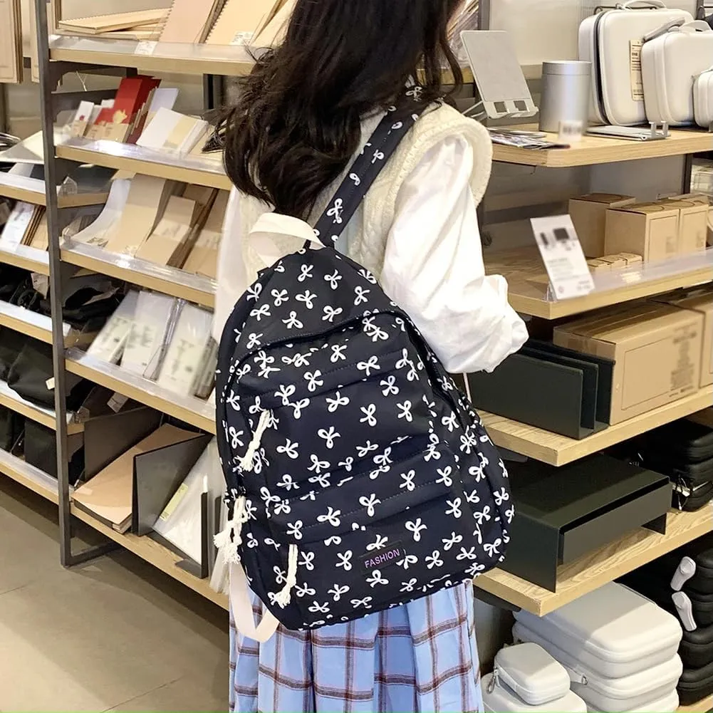 Coquette Bow Backpack Cute Kawaii Laptop Backpack Aesthetic Travel Daypack for Women Bow Rucksack