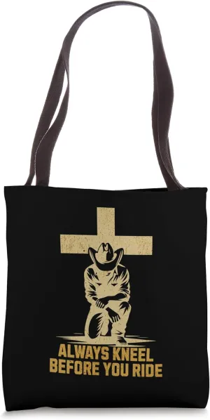 Cowboy Kneel At Cross Western Gear Jesus Christian Art Work Tote Bag