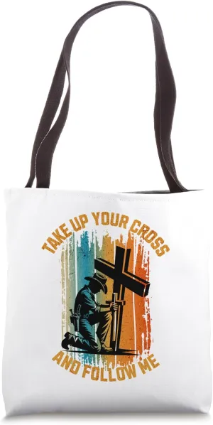 Cowboy Kneel At Cross Western Gear Jesus Christian Art Work Tote Bag