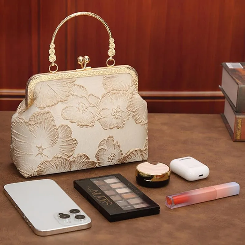 Crossbody Bag for Women Elegant Top-Handle Pouch Purse Designer Shoulder Handbag Embroidery Evening Purse