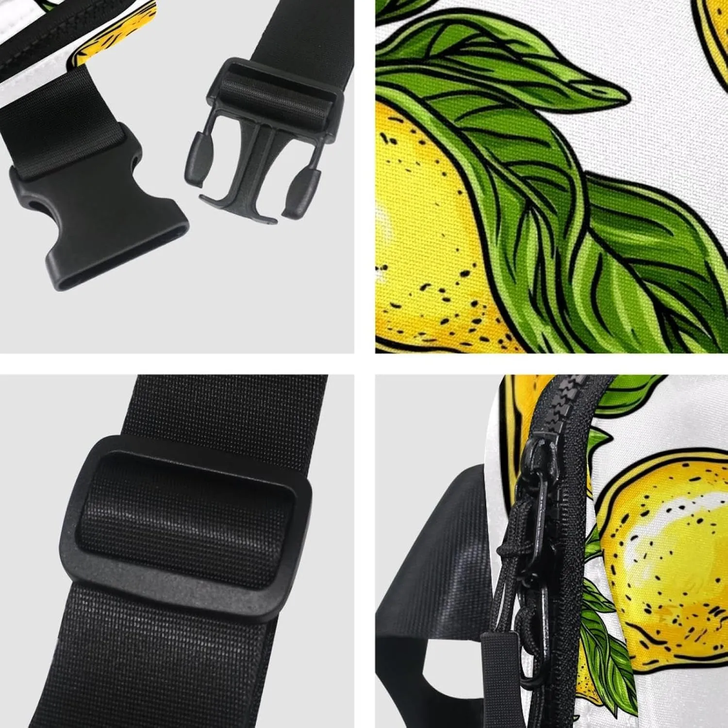 Crossbody Belt Bag for Women Men, Lemon Leaves Fanny Packs with Zipper Pockets,Waterproof Waist Packs with Adjustable Strap for Workout Running Traveling Hiking