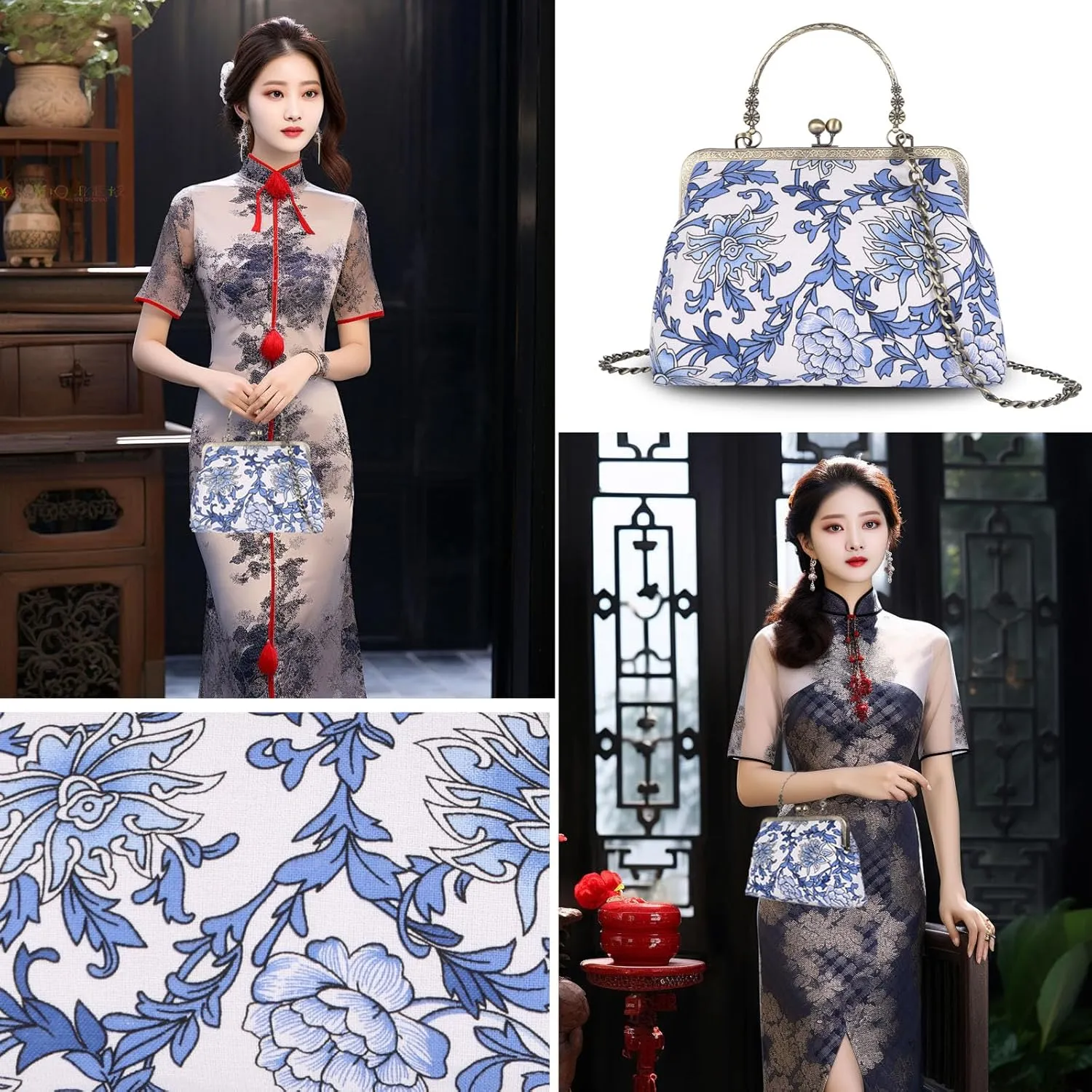 Crossbody Tote Bag Floral Satchel Purse Handbag for Women