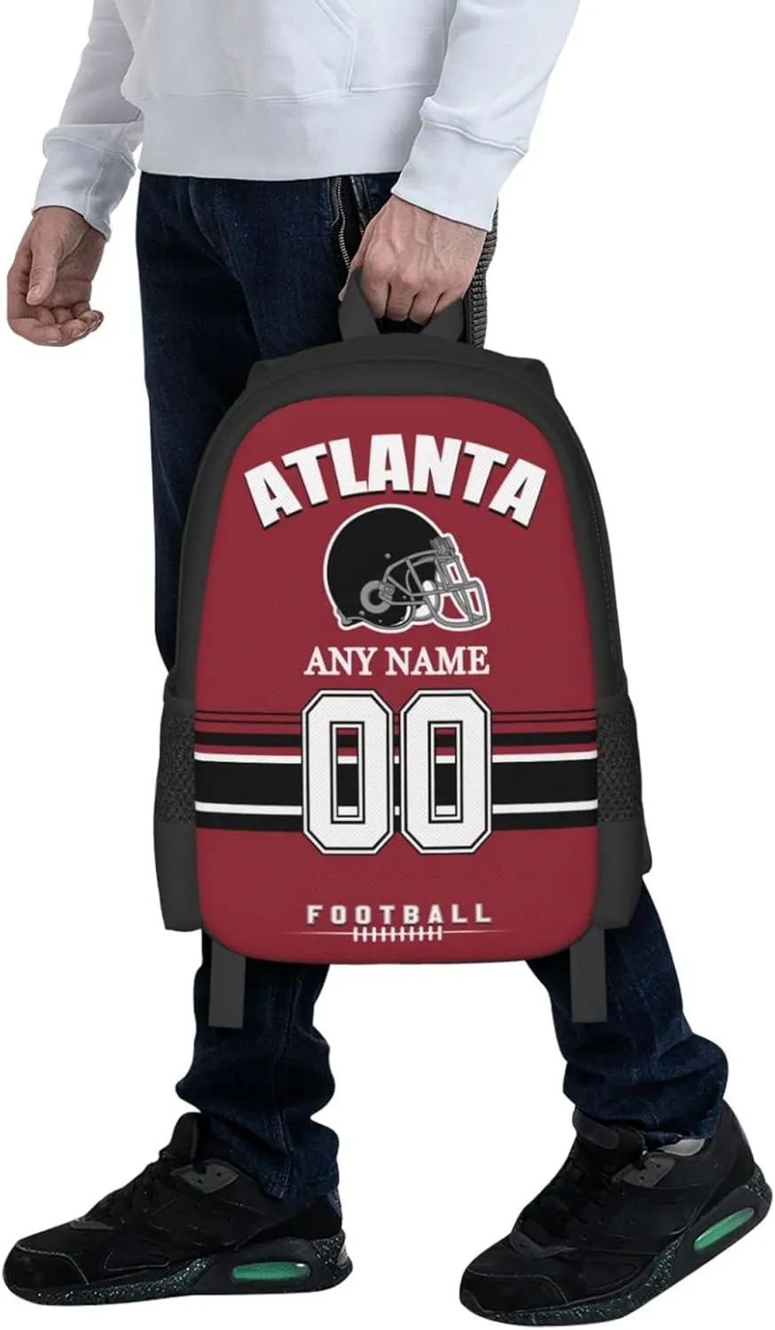 Custom Atlanta Backpack for Men Women, Personalized Backpacks with Name and Number, Customized Football Style Backpack Gifts for Fans