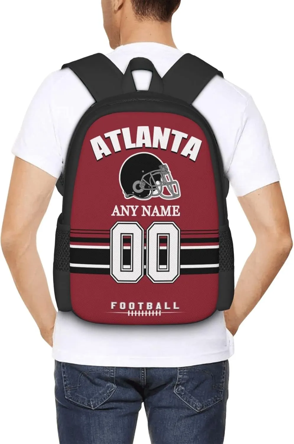 Custom Atlanta Backpack for Men Women, Personalized Backpacks with Name and Number, Customized Football Style Backpack Gifts for Fans